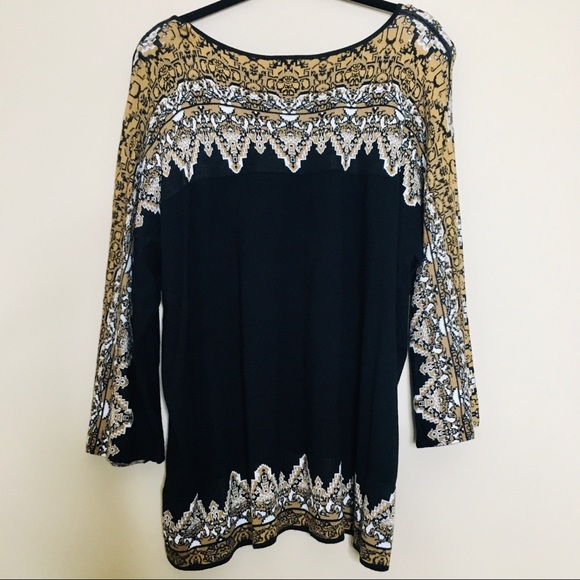 Womens Black Gold Stretch Knit Top Plus Size 2X - Picture 6 of 6